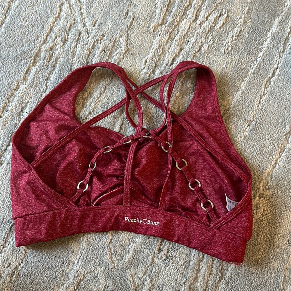 Wine colored sports bra, size large